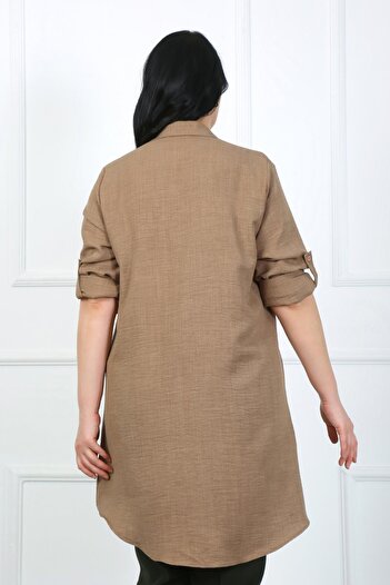 By Alba Collection Γυναικείο τουνίκ από μαλακό λινό βιζόν Plus Size