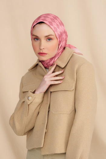 Modakaşmir Mk Checker Cotton Scarf Powder