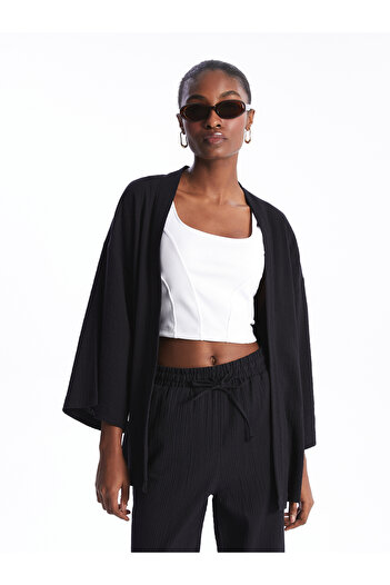 LC Waikiki Dámské kimono s šálovým límcem Plain Mušelín