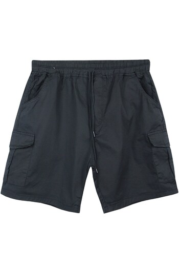 marufshop Men's Plus Size Gabardine Shorts with Cargo Pockets Suitable for Weight Between 100-156 Black