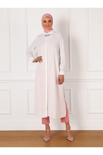 Refka Aerobin Buttoned Long Tunic - Off White - Refka