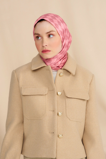 Modakaşmir Mk Checker Cotton Scarf Powder