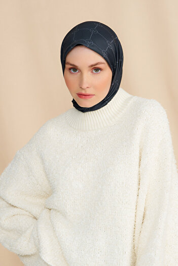 Modakaşmir Mk Baklava Cotton Scarf Black Gray