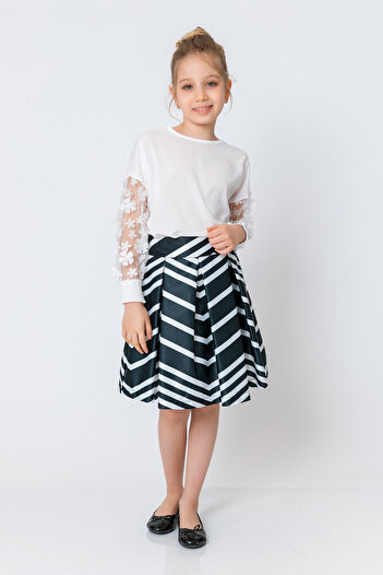 incity Girl's Transparent Floral Sleeve Blouse