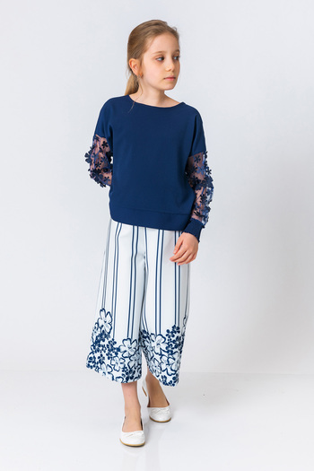 incity Girl's Transparent Floral Sleeve Blouse