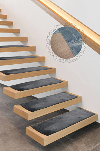 Bonny Home Anthracite Plush Ladder - Non-Slip Leather Based Comfort Step Mat (1 PC)