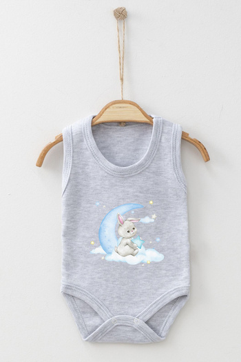 ADABEBEK Crescent and Star Detailed Printed Strappy Snap-On Bodysuit