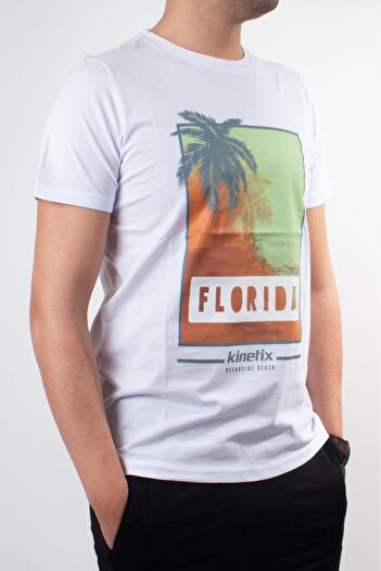 Kinetix Sn813 Florida White Daily Crew Neck Men's T-Shirt