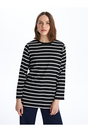 LC Waikiki Crew Neck Striped Long Sleeve Oversize Women's Tunic
