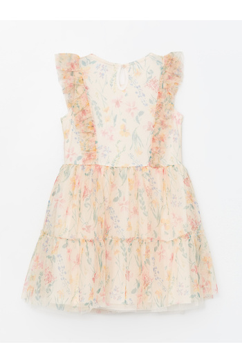 LC Waikiki Crew Neck Floral Girl's Tulle Dress