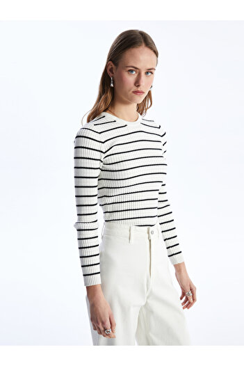 LC Waikiki Striped Crew Neck Long Sleeve Women's Knitwear Sweater