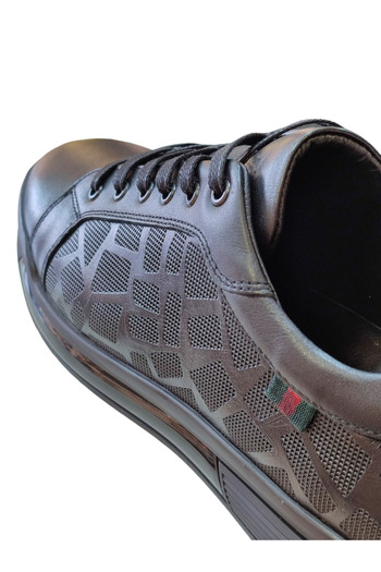Voyager Men's Pattern Detailed Leather Shoes Casual Model Suitable for Sports and Classic Wear