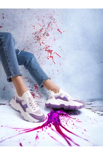 Pretty Girl Sneaker High Sole Lace-Up Sports Shoes Lilac (5 CM HEEL)