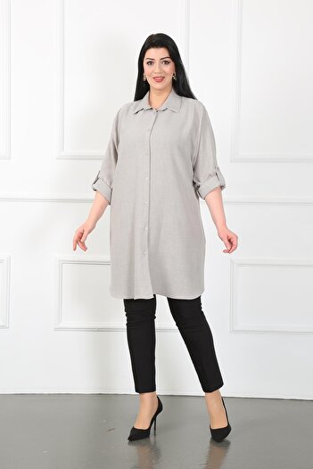 By Alba Collection Жіноча сіра м'яка бавовняна туніка великого розміру