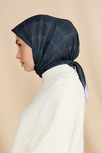 Modakaşmir Mk Baklava Cotton Scarf Black Gray