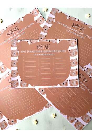 The Istanbul Event 5-Piece Baby Shower Teddy Bear Concept Game and Entertainment Question Cards Set - Baby Goods Puzzle