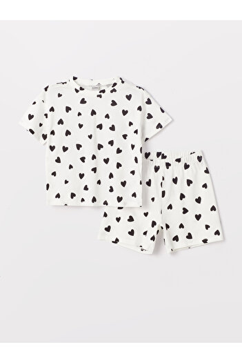 LC Waikiki Girl's Pajama Set with Shorts - Crew Neck, Short Sleeve