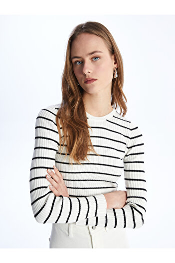 LC Waikiki Striped Crew Neck Long Sleeve Women's Knitwear Sweater