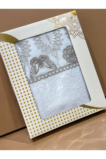 AYHANHOME Laced Gift, Dowry Velvet Hand and Face Towel 50x90 Cm