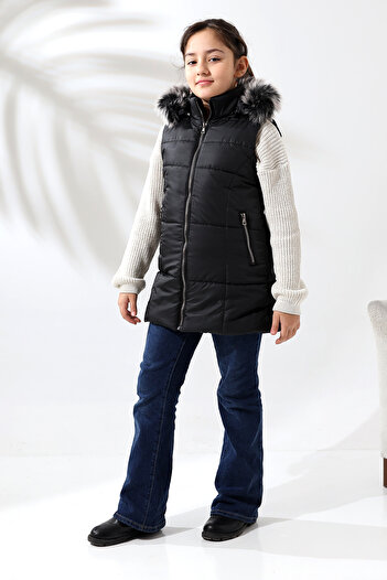 Talsmoda TALS FASHION BLACK COLOR PUT-OUT CHILDREN'S QUILTED VEST