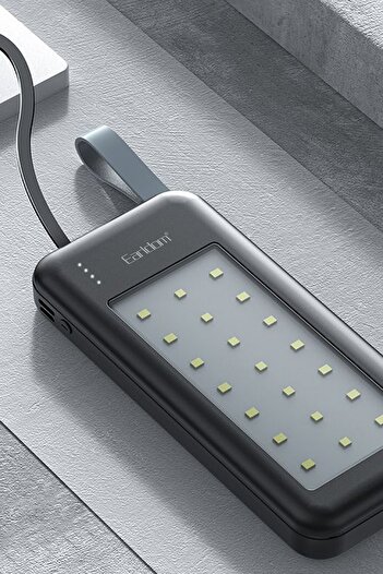 m.tk moveteck 10.000 Mah 10W Led Işıklı 3in1 Dahili Çoklu Kablolu Taşınabilir Powerbank El Fenerli Kamp Gece Işık