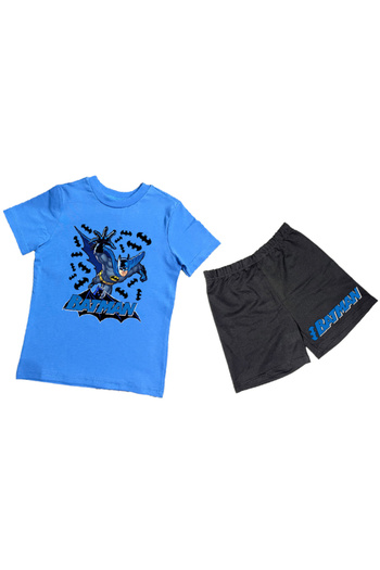 Batman Unisex batman printed cotton fabric short-sleeved children's double suit with shorts