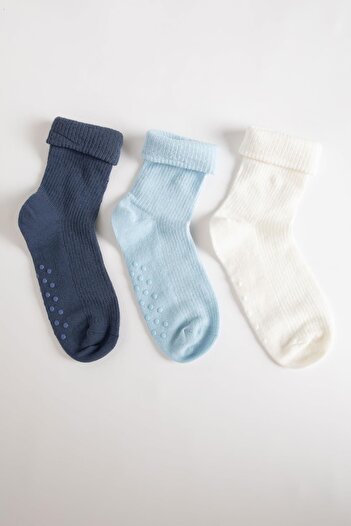 DeFacto Baby Boy Seamless 3-Piece Cotton Long Socks C4284a5ns