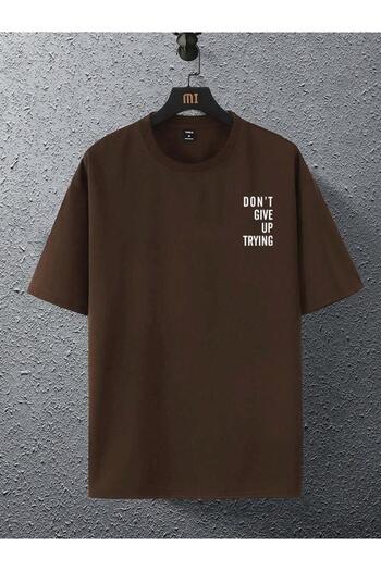 AFROGİYİM Unisex Dont Give Up Trying Front Back Printed Oversize T-shirt