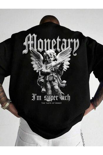 AFROGİYİM Μπλουζάκι Unisex Monetary Back Printed Oversize