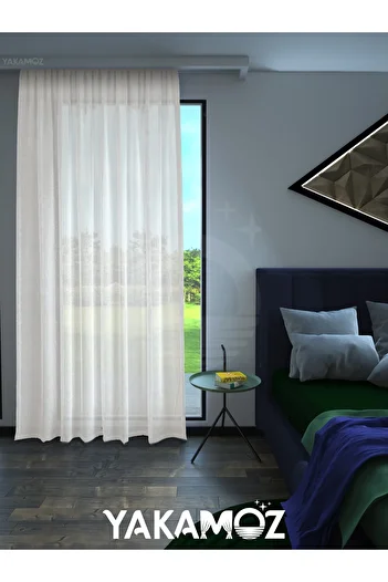 Yakamoz OFF-WHITE LINEN LOOK EXTRAFORCED TULE CURTAIN LINING TOUCH SERIES
