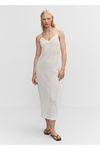 MANGO Woman Perforated woven long dress