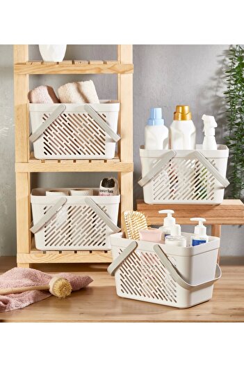 Ecolux Set of 4 - Portable and Multi-Purpose Bathroom, Kitchen, Drawer Organizer Basket with Handle