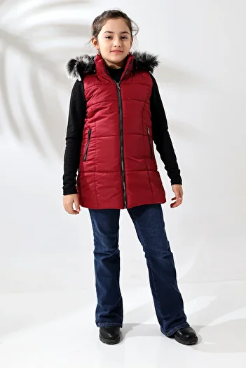 Talsmoda TALS FASHION BURGUNDY COLOR PUT-OUT CHILDREN'S QUILTED VEST