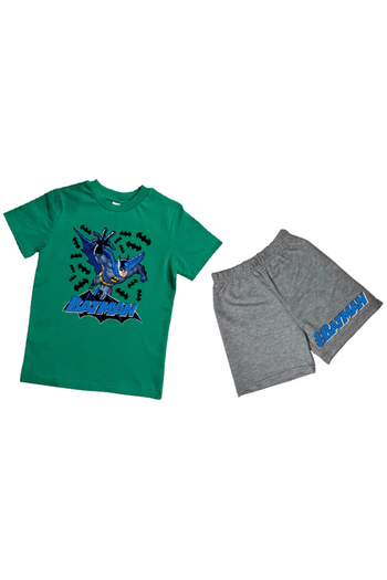 Batman Unisex batman printed cotton fabric short-sleeved children's double suit with shorts