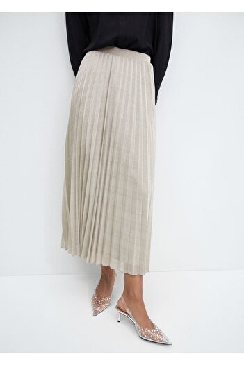 MANGO Woman Pleated glitter skirt
