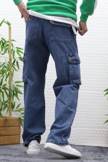 WAFRA Men's Baggy Jeans with Cargo Pockets