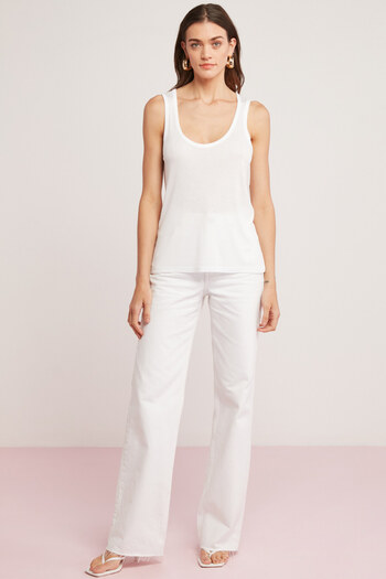 ETHIQUET Lorraıne Women's Viscose Elastane Blend Lightly Draped Wide Strap White Athlete