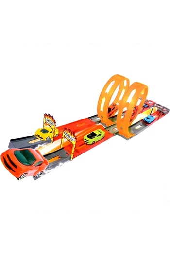 BYCEGU 72cm Long 2 Piece Tokyo Drag Racing Track Play Set with Trolley