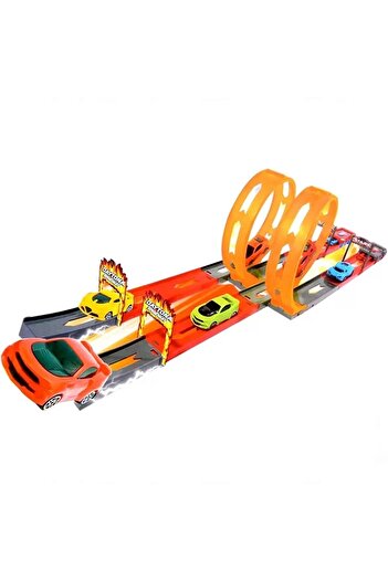 BYCEGU 72cm Long 2 Piece Tokyo Drag Racing Track Play Set with Trolley