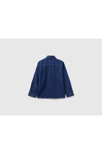 Benetton United Colors of Benetton Erkek Çocuk Mavi Denim Gömlek BNT-B