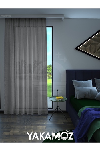 Yakamoz DARK GRAY LINEN LOOK EXTRAFORCED TULE CURTAIN LINEN TOUCH SERIES