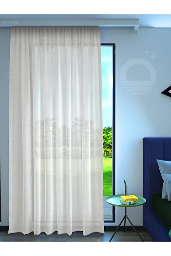 Yakamoz OFF-WHITE LINEN LOOK EXTRAFORCED TULE CURTAIN LINING TOUCH SERIES