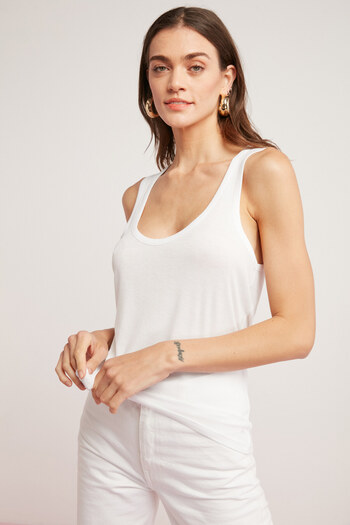 ETHIQUET Lorraıne Women's Viscose Elastane Blend Lightly Draped Wide Strap White Athlete