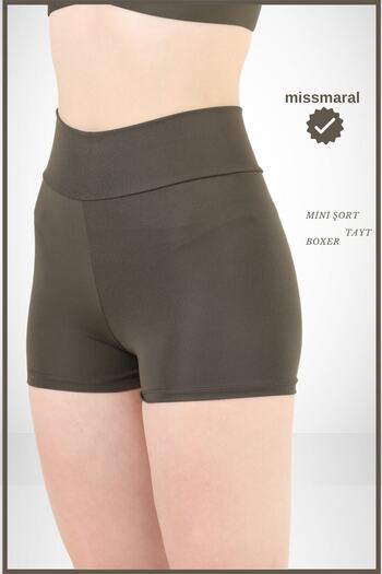 missmaral Women's Khaki Mini Shorts Boxer High Waist Firming Fit Look 11080
