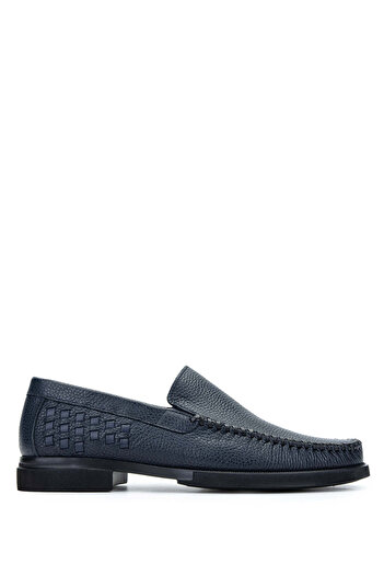 Tamer Tanca Men's Genuine Leather Navy Blue Loafers