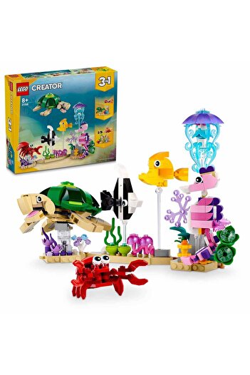 LEGO حيوانات البحر المبدعة 31158 - السمك والسلحفاة والخنفساء للأطفال من سن 8 سنوات فما فوق