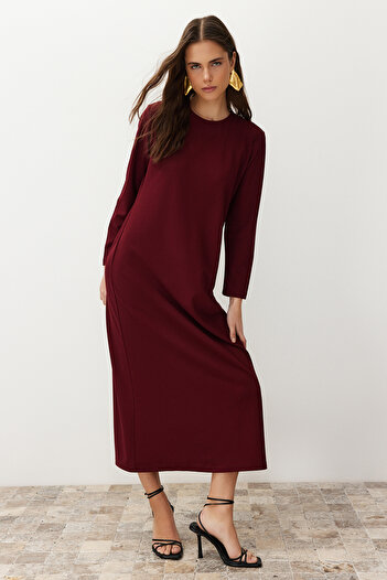 Trendyol Modest Φόρεμα Α σε γραμμή Plum Scuba Crepe - TCTSS23EB00003