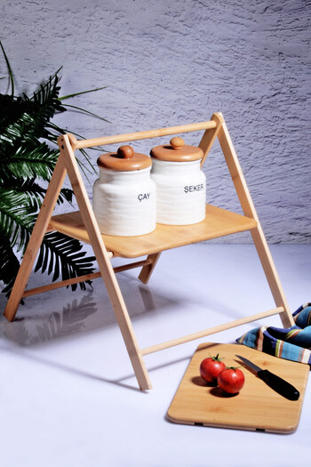 Bev Kitchen 2-Tier Bamboo Presentation Holder - Openable and Closable, Multi-Purpose Organizer - Disassembled Treat