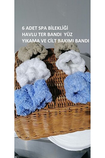 MEŞELİ TEKSTİL 6 PIECES TOWELS - SPA Bracelet, Washable White Blue Milk Coffee