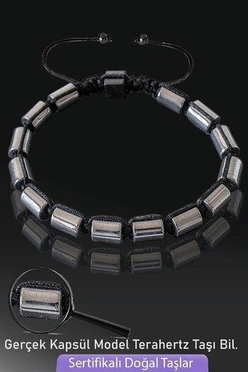 Tesbih Atölyesi Certified Capsule Model Real Terahertz Stone Bracelet - Vibration Stone